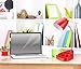 Simple Designs LD1002-RED Gooseneck Organizer Desk Lamp with iPad Tablet Stand Book Holder, Red