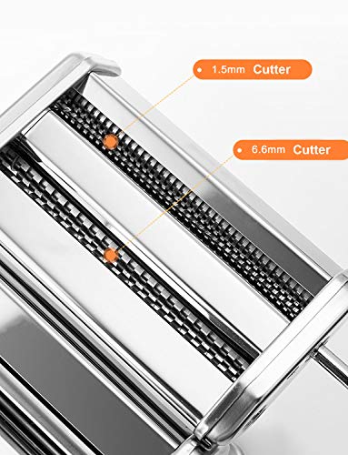 Pasta Maker By Shule - Stainless Steel Pasta Machine Includes Pasta Roller, Pasta Cutter, Hand Crank and Detailed Instructions
