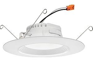 Juno RB56 SWW5 MW M6 RetroBasics Downlight Trim Kit, Switchable LED White, Baffle Trim, Switchable CCT, 2700K, 3000K, 4000K, and 5000K, 5- to 6-Inch, Matte White