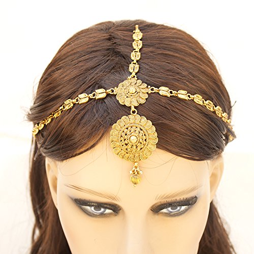 Indian pakistani ethnic bollywood gold plated round maatha patti …