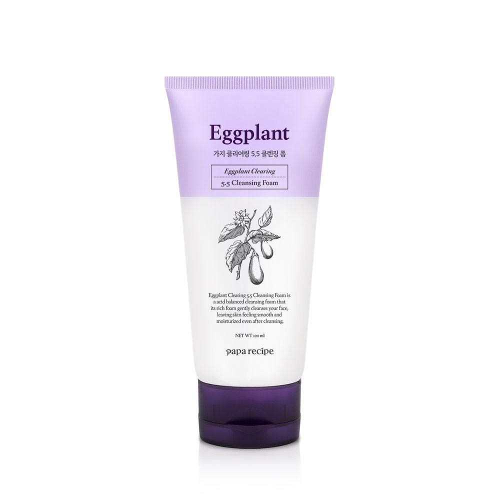 Papa Recipe Eggplant Clearing 5.5 Cleansing Foam (4.05Fl Oz) &ndash; Korean Beauty Facial Cleansing &ndash; Eggplant Foam for Sensitive Skin &ndash; Trouble prone Skincare &ndash; Soft Foam