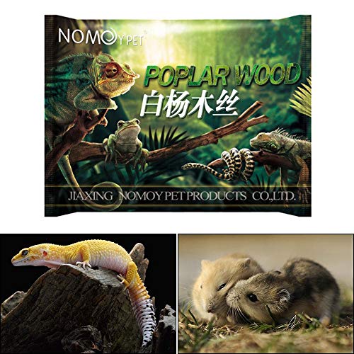 AUOKER Reptile Bedding, Prime Poplar Reptile Substrate Fiber, Reptile Amphibian Habitat Decor, Mulch Reptile Terrarium Bedding for Snakes Lizards Hamster Rabbit Tortoises - 380g