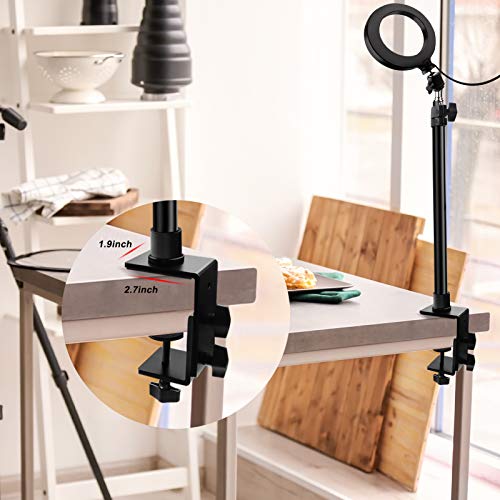 Obeamiu 2 Pack C Clamp Desk Mount Light Stand with 1/4" Ball Head and