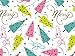 Pink Aqua Lime Green Christmas Wishes Gift Wrap Paper - 16 Foot Roll