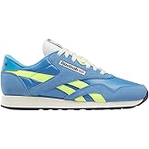 Reebok Men's Classic Nylon Sneaker, Essential Blue/Solar Acid Yellow/Vintage Chalk, 6