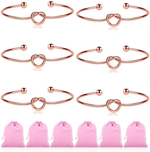 Ruarua Love Knot Bracelet for Women Bridesmaid Bracelets Cuff Bangle Girls 6 Pcs a Set