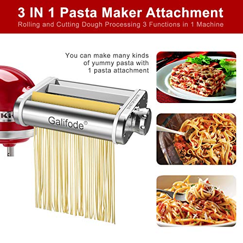 Galifode 3 in 1 Stainless Steel Pasta Maker Attachment for Kitchenaid
