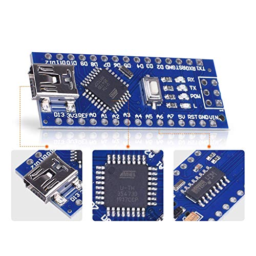Longruenr Mini Nano V3.0 ATmega328P 5V 16M Micro Controller Board Module Compatible for ArduinoIDE ( Need Soldered)