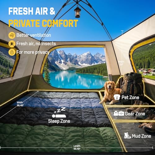 Tent 4 Person Tents for Camping - Instant Cabin Tent Setup in 50 Seconds with Rainfly & Windproof, Portable Pop Up Tents with Carry Bag for Family Outdoor Camping & Hiking