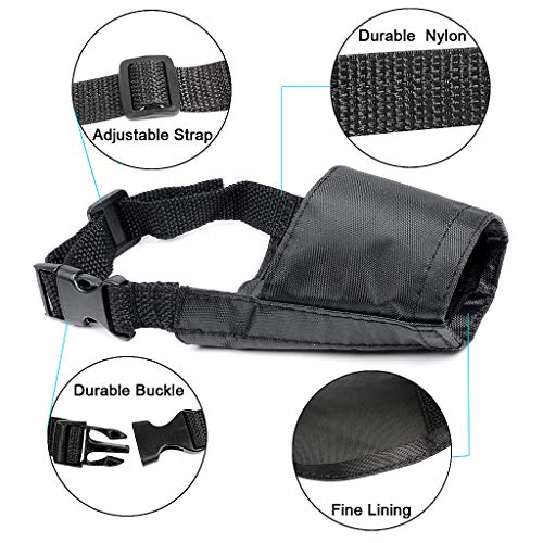 ewinever 5Pcs/Set Adjustable Breathable Safety Small Medium Large Extra Dog Muzzles for Anti-Biting Anti-Barking Anti-Chewing Safety Protection(Black) - Thumbnail 4