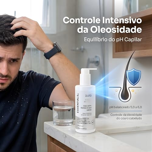 B.URB Essentials Shampoo Anti Caspa Tratamento Para Dermatite Seborreica Dermocosmético Capilar Profissional Com Piroctona Olamina pH Balanceado Higienizador Purificante Refrescante