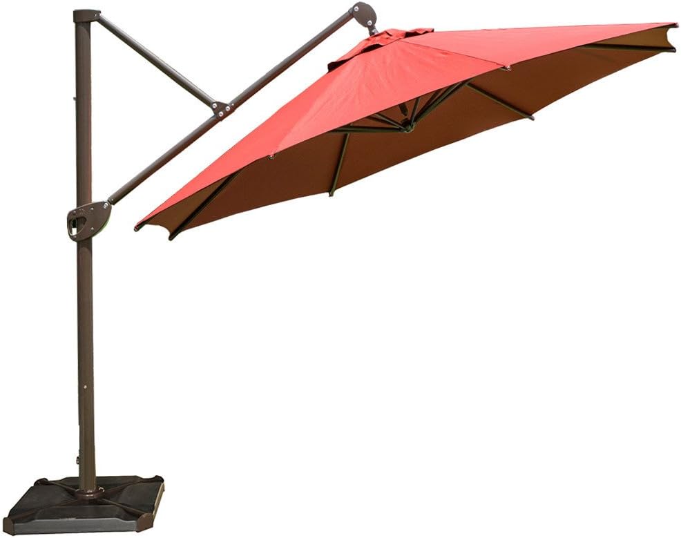 Abba Patio 11 Ft Deluxe Octagon Offset Cantilever Patio Umbrella Outdoor Hanging Canopy With Vertical Tilt And Cross Base Dark Red Amazon Co Uk Garden Outdoors