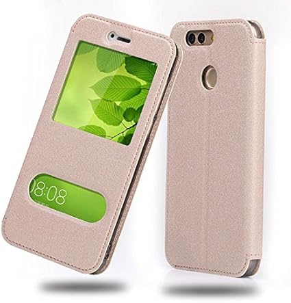 Amazon Huawei Nova2 ケース 手帳型 レザー 窓付き 上質なpuレザー ファーウェイ ノバ2 手帳タイプ レザーケース おしゃれ アンドロイド ファーウェイ ハーウェイ ホアウェイ スマホケース ゴールド 自撮り棒 通販