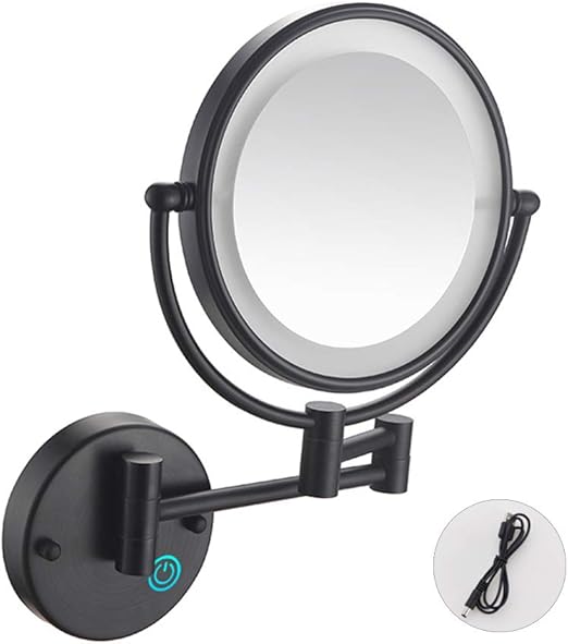 NMRCP Bathroom Magnifying Mirror, 8 Inch LED Wall Mount Makeup Mirror