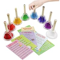 Handbells Desk Bell Set - 8-note Color Bells with Songs Cards