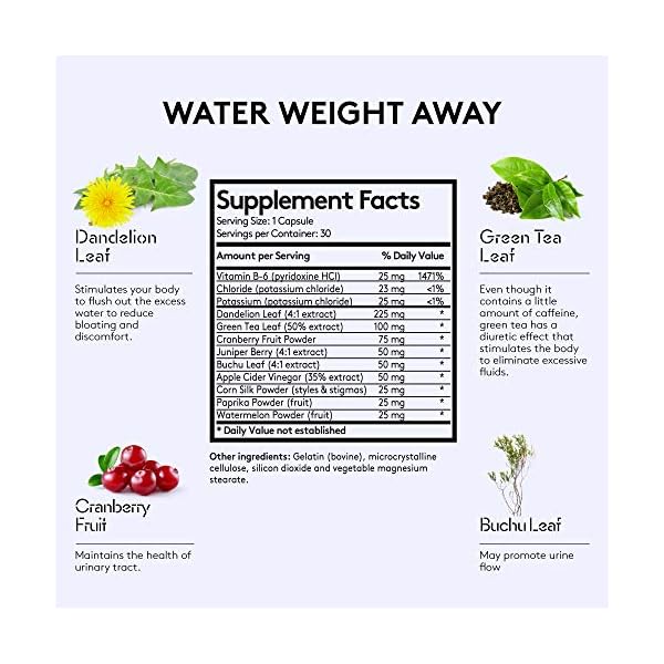 Youth & Tonic Daily Water Retention Pills for Kidney Cleanse Swelling