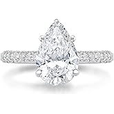 Bo.Dream 2ct/3ct Pear Shaped Cubic Zirconia CZ Engagement Rings Platinum Plated Sterling Silver