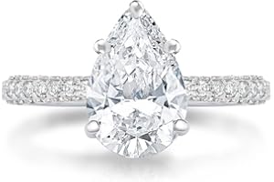 Bo.Dream 2ct/3ct Pear Shaped Cubic Zirconia CZ Engagement Rings Platinum Plated Sterling Silver