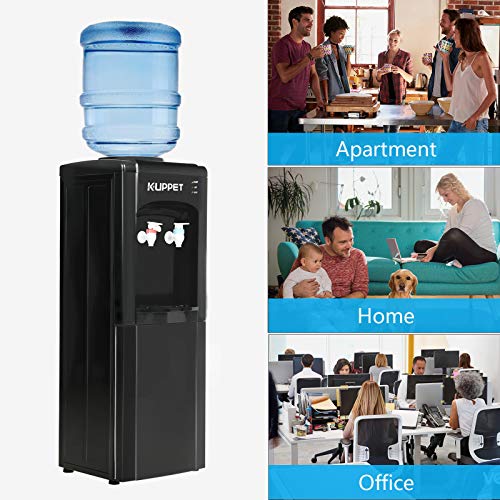 Top Loading Hot & Cold Water Cooler Dispenser For 3-5 Gallon Bottles - With Storage Cabinet