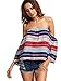Floerns Women's Multicolor Striped Off The Shoulder Blouse Small Multicolor