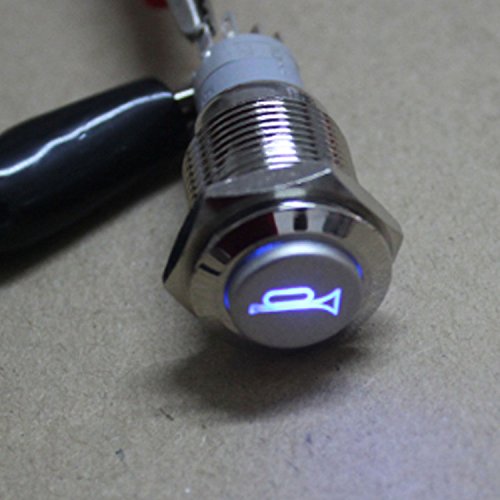 12V 16mm Blue Momentary Push Button Metal Switch Car Boat Speakers Bells Horn