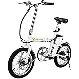ANCHEER Folding Electric Bike, 16 Inch Collapsible Electric Commuter Bike Ebike With 36V 6Ah Lithium Battery (White)