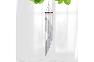 Metal Wind Chime Aluminum Tube Chime Rotating Hanging Outdoor Garden Yard Decor (Silver)