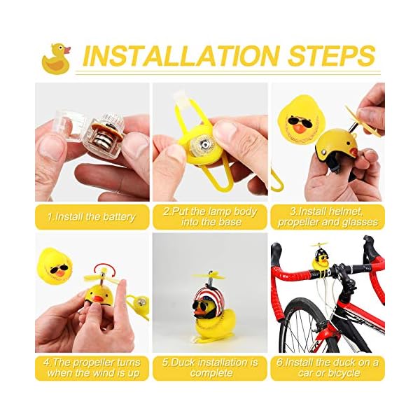 2 Pack Duck Bike Bell, Shining Duck Bicycle Horn Rubber Duck Handlebar