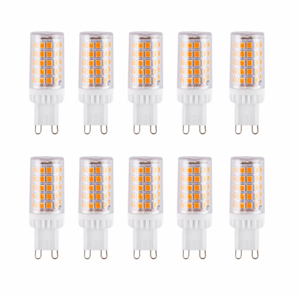 TEKLED® G9 Capsule LED Bulbs | Snap Fix Base | Energy Saving 4.8W Light Bulb 40W Incandescent Bulb Equivalent | 3000K 500LM NONDIMMABLE | 10-Pack | Warm White