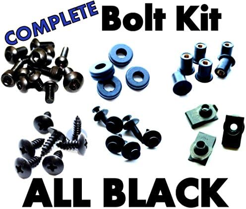 Complete Black Fairing Bolt Kit Screws Fasteners for Yamaha YZF R6 1998-2002