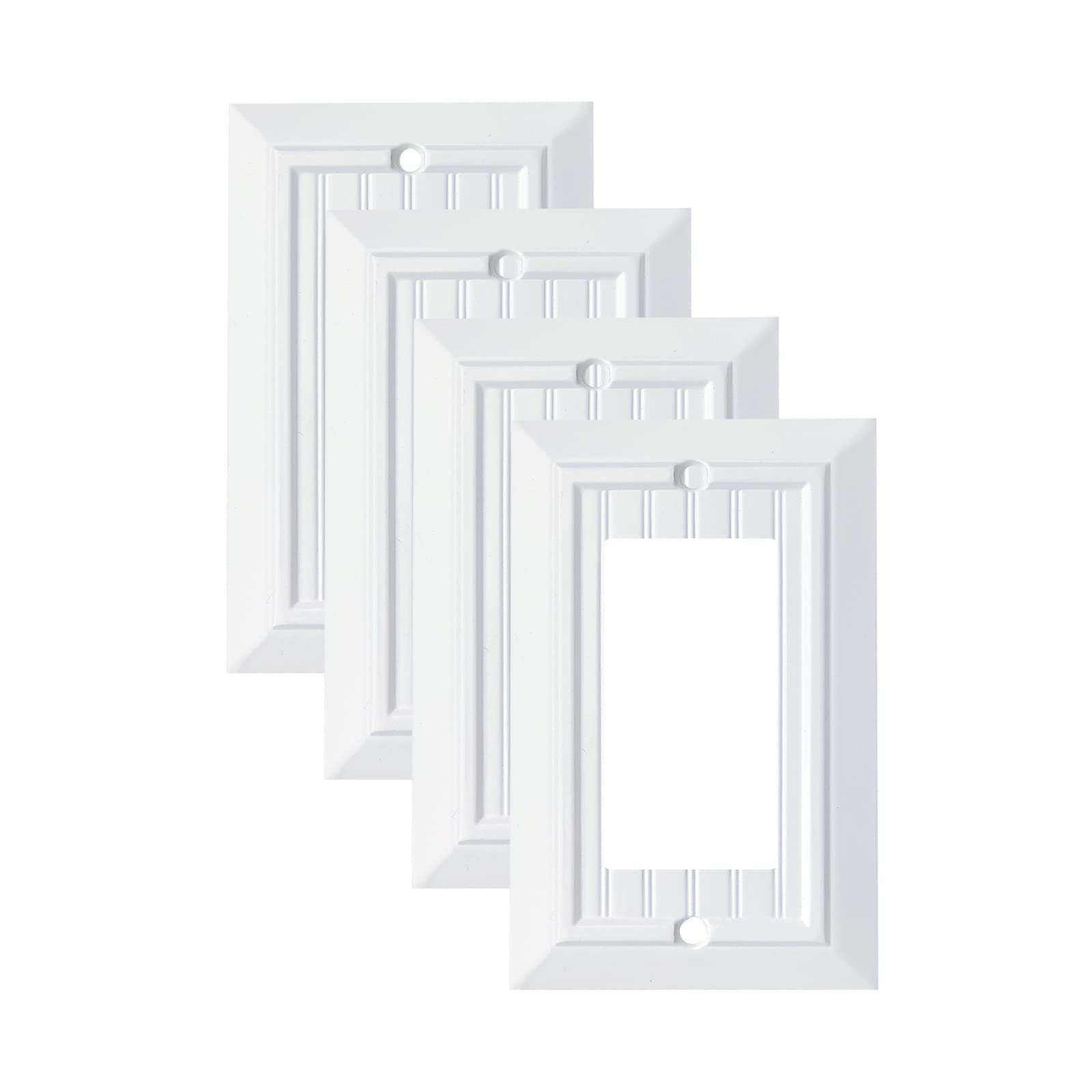 Photo 1 of ***DECORA OUTLET PLATES ONLY, PICTURE FOR REFERENCE***Pure White Classic Beadboard Wall Electrical Outlet Covers, Switch Plates of Various Combination, Nature Bamboo Fiber Wall plate (1 Gang Decorator 4 Pack)