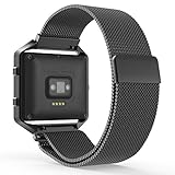 MoKo Fitbit Blaze Band , Milanese Loop Mesh Stainless Steel Bracelet Watch Strap for Fitbit Blaze Smart Fitness Watch with Unique Magnet Lock, No Buckle Needed, Frame NOT Included - BLACK