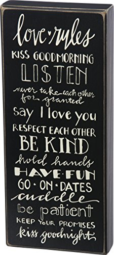 Primitives by Kathy 26017 Classic Box Sign, Love Rules