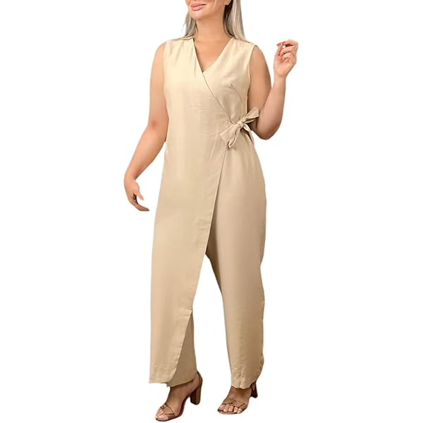 Amazon.com: Women's Casual V-Neck Cross Strap Jumpsuit