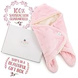 Receiving Blanket Wrap Swaddle-For Newborn Baby Nursery -Perfect Baby Shower Gift For Baby Boys-Super Soft -100% Plush Coral Fleece Double Layered Fabric - Pink Stars- With Gift Box (Pink) …