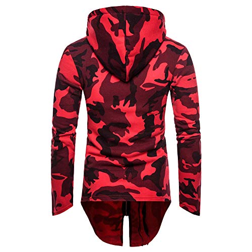 GREFER Clearance Men's Coat Personality Hooded Camouflage Zipper Jacket Cardigan Long Sleeve Outwear