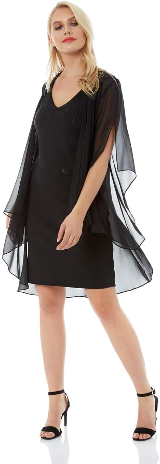 Roman Originals Women Longline Chiffon Jacket Ladies Evening Cover