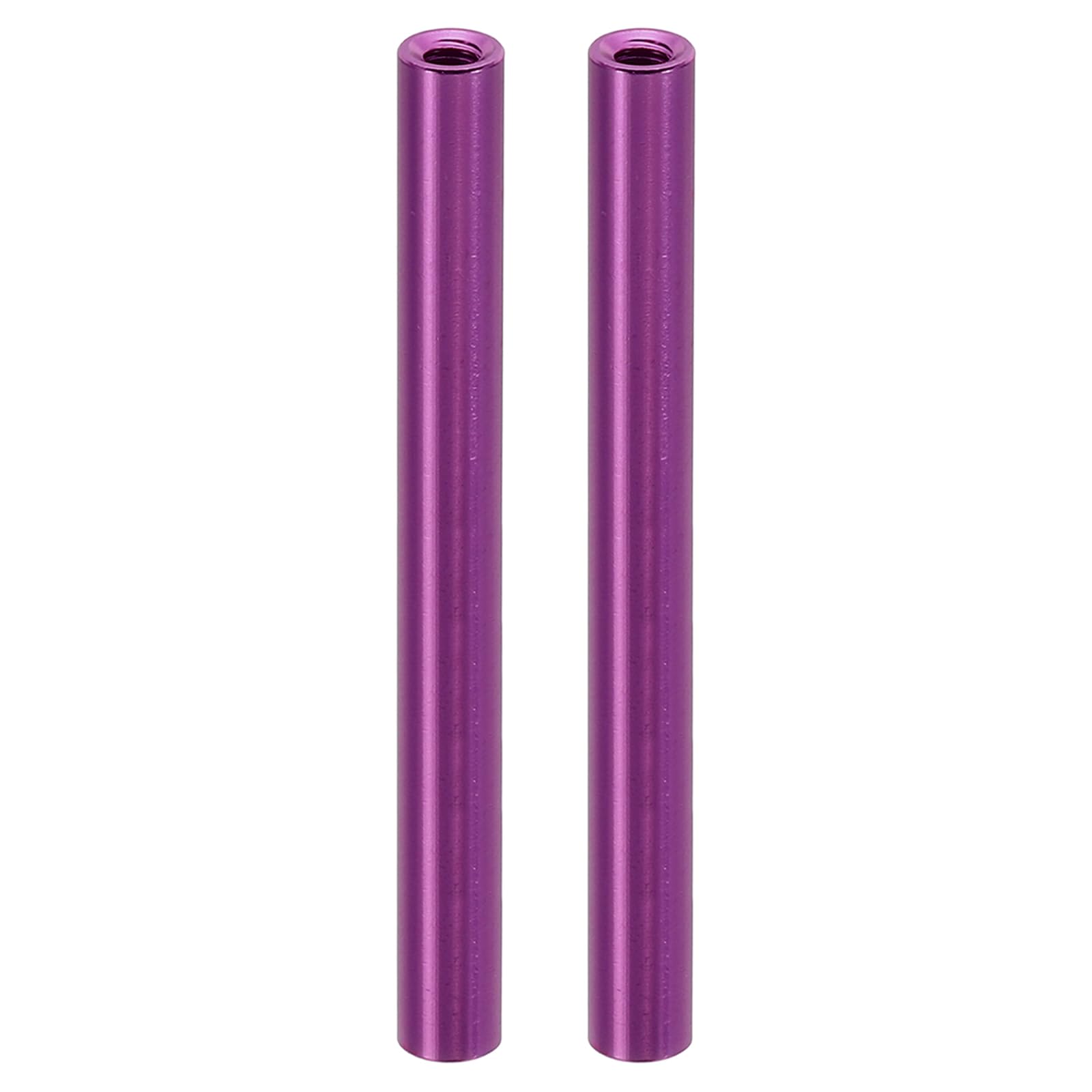PATIKIL 2pcs M3 Metal Threaded Standoff Spacer Nuts, Round Aluminum Spacers Female Coupling Screws, 1/8" ID x 3/16" OD, Purple 3x5x55mm