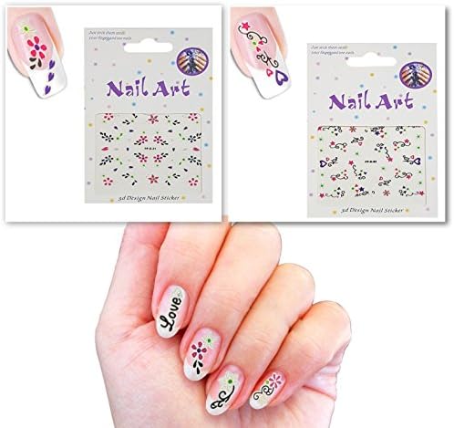 3D Nail Art Decorative Decals Rhinestone By Lola's Love Self Adhesive Stickers For Toe &amp; Fingernails Set Of 10 With A Bonus Pack Of Super Shinny Decals Rhinestone + Orange Stick &amp; 2G Glue Stick