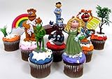 Sesame Street MUPPETS 10 Piece Birthday CUPCAKE Topper Set, Featuring Muppets Figures and Decorative Themed Accessories - Figures Average 2