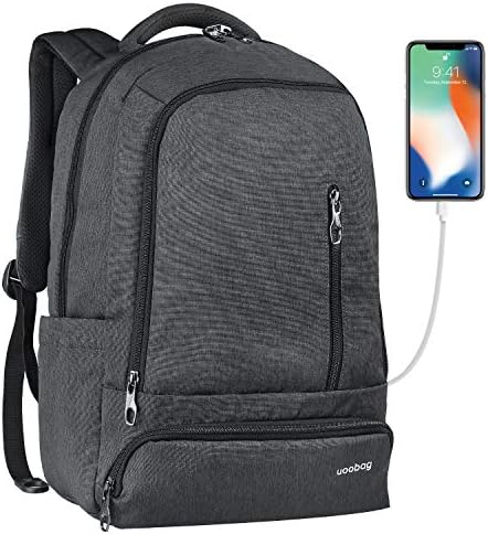 Uoobag Business Laptop Backpack Slim Anti Theft Travel Computer Backpacks Environmentally Waterproof Laptops Bag For Men/Women with USB Charging Port 15.6Inch Black