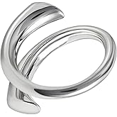 JIABA Adjustable 925 Sterling Silver Rings Double Line Thumb Ring Statement Minimalist Jewelry High Polish Open Ring for Women