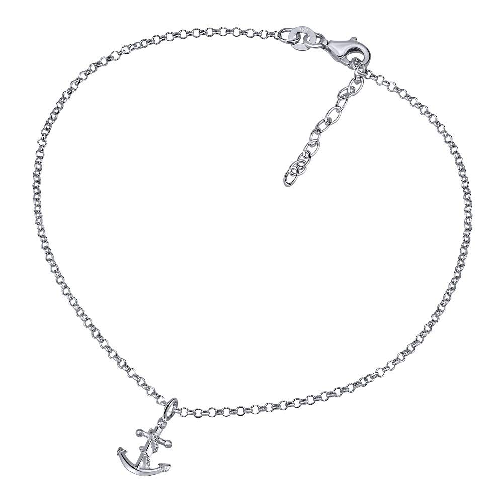 SILVEGO Women 925 Sterling Silver Anklet with Anchor Pendant