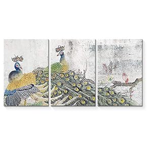 Abstract Vintage Peacock Painting Artwork for Home Framed...