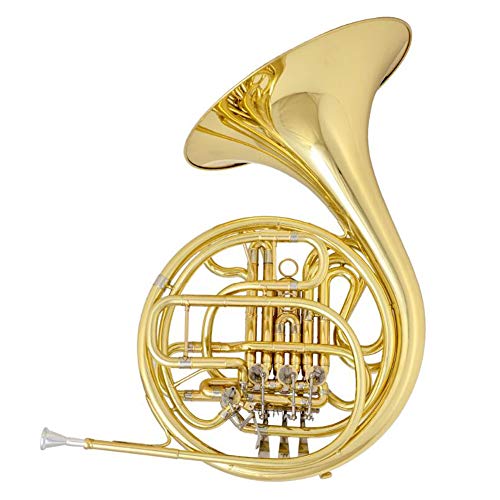 LVSSY-Intermediate Key of F/Bb Double French Horn French Horn Brass Gold Lacquer with Shockproof Backpack Professional Beginner Playing Instrument