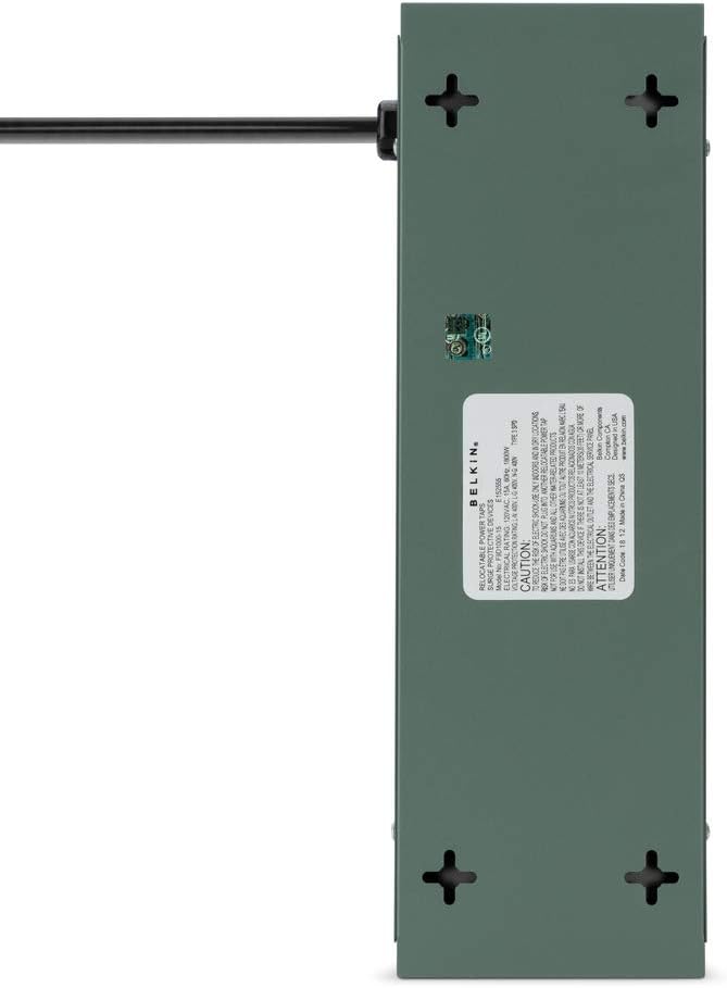 Belkin Power Strip Surge Protector - 10 AC Multiple Outlets, 15 ft Long Heavy Duty Metal Extension Cord with Wall Mount Holes for Home, Office, Travel, Computer Desktop, Laptop & Phone Charging Brick: Home Audio & Theater