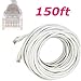 CableVantage 150ft 50m White 150' Ft Rj45 Cat5 Cat5e Ethernet LAN Network Internet Computer Patch Cable for PC, Mac, Laptop, PS3, PS4, Xbox,Xbox One Modem DSL Internet