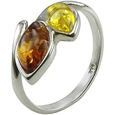 HolidayGiftShops Sterling Silver Baltic Honey and Lemon Amber Adjustable Ring Maja