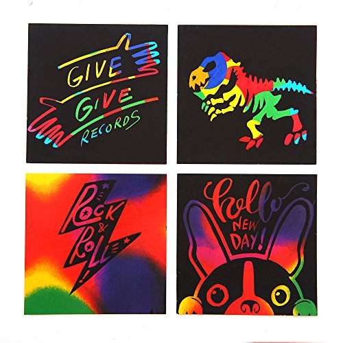 Jar Melo Scratch Art Notes; 130 Sheets; With Wooden Stylus; Rainbow Mini Notes; Scratch Magic Notes