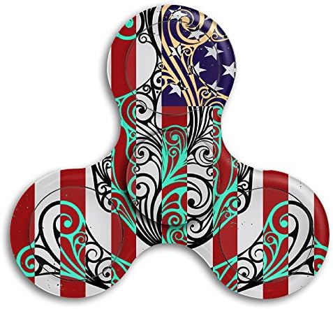 Skull Crossbones USA Flag Premium Tri-Spinner Fidget Toy Stress Reducer Perfect For ADHD EDC ADD Anxiety Autism
